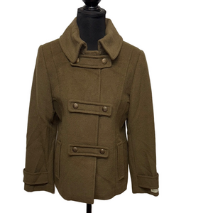 St. John's Bay Olive Pea Coat. Wool Cashmere blend Winter Cozy
